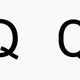 Capital "Q" in Arial (left) and Roboto.